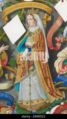 Filippo di Lancaster (1360-1415), regina consorte del Portogallo a causa del suo matrimonio con il re Giovanni i del Portogallo. Immagine tratta dalla Genealogia portoghese / Genealogia dos Reis de Portugal. Foto Stock