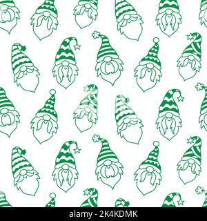 Modello senza cuciture Vector Merry Christmas Gnome Illustrazione Vettoriale