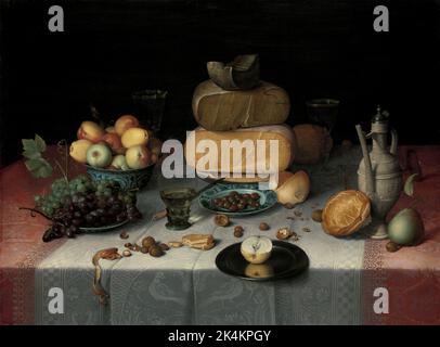 Van Dyck Oil on Canvas STILL Life with Cheese Foto Stock