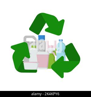 I simboli di riciclo in plastica impostano l'illustrazione vettoriale. Illustrazione Vettoriale
