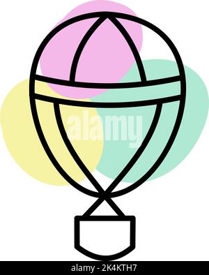 Palloncino di artiglieria ad aria calda, illustrazione, vettore su sfondo bianco. Illustrazione Vettoriale