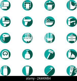 Servizi per il bagno, illustrazione, vettore su sfondo bianco. Illustrazione Vettoriale
