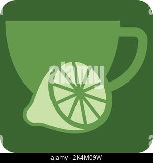 Tè con limone, illustrazione, vettore su sfondo bianco. Illustrazione Vettoriale