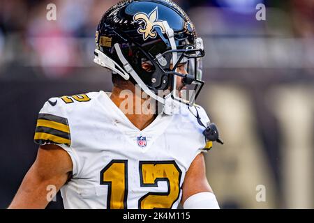 LONDRA, REGNO UNITO. 02th, ottobre 2022. Chris Olave of New Orleans Saints durante la serie londinese NFL 2022 - Minnesota Vikings vs New Orleans Saints allo stadio Tottenham Hotspur domenica 02 ottobre 2022. LONDRA INGHILTERRA. Credit: Taka G Wu/Alamy Live News Foto Stock