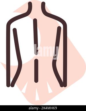 Mal di schiena, illustrazione, vettore su sfondo bianco. Illustrazione Vettoriale