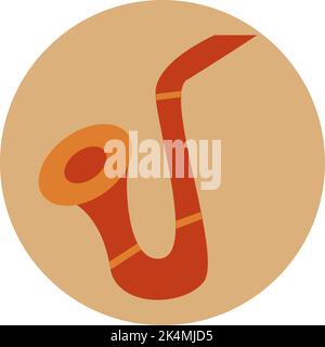 Sassofono dello strumento, illustrazione, vettore su sfondo bianco. Illustrazione Vettoriale