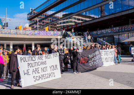 Manifestazione, Sergels torg, Norrmalm, Stoccolma, Svezia Foto Stock