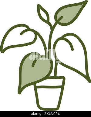 Dieffenbachia in vaso, illustrazione, vettore su sfondo bianco. Illustrazione Vettoriale