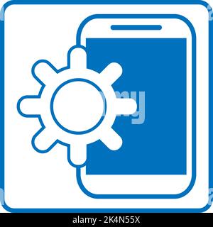 Sviluppo di impostazioni mobili, illustrazione, vettore su sfondo bianco. Illustrazione Vettoriale