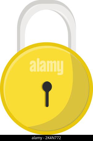 Lucchetto circolare giallo, illustrazione, vettore su sfondo bianco. Illustrazione Vettoriale