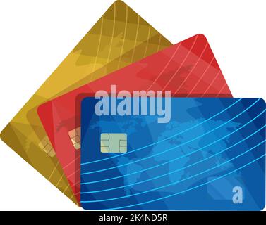 Carta ATM, illustrazione, vettore su sfondo bianco. Illustrazione Vettoriale