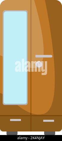 armadio marrone, illustrazione, vettore su sfondo bianco. Illustrazione Vettoriale
