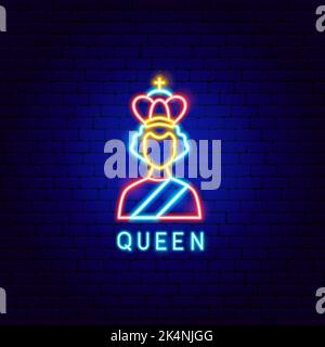 Etichetta Queen Great Britain Neon Illustrazione Vettoriale