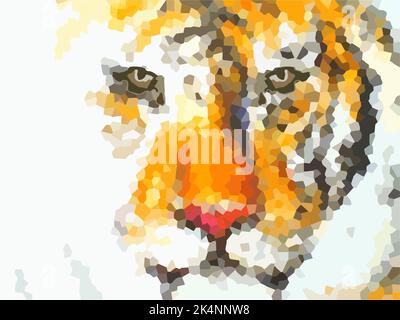 Testa poligonale per soluzioni interne o tessili. Illustrazione a basso vettore di poli. Testa astratta predatore per copertine, stampe su T-shirt, moda Foto Stock