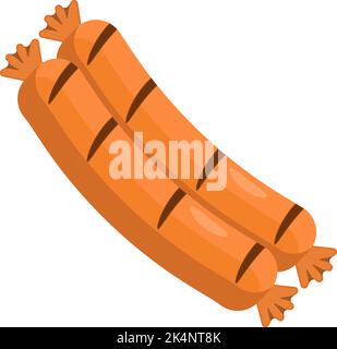 Salsicce barbeque, illustrazione, vettore su sfondo bianco. Illustrazione Vettoriale