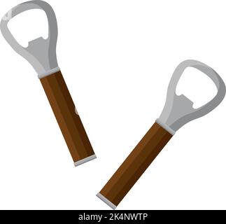 Apribottiglie da cucina, illustrazione, vettore su sfondo bianco. Illustrazione Vettoriale