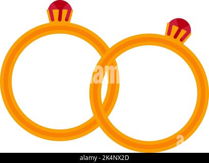 Anelli dorati, illustrazione, vettore su sfondo bianco. Illustrazione Vettoriale