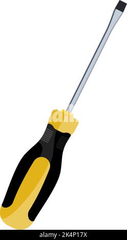 Cacciavite giallo elettrico, illustrazione, vettore su sfondo bianco. Illustrazione Vettoriale