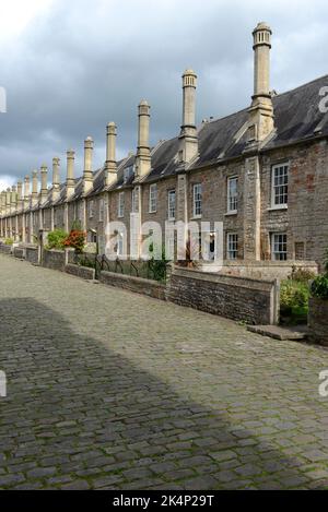 Vicar's Close, vicino alla cattedrale, a Wells, Somerset, Regno Unito Foto Stock