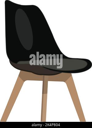 Sedia in legno nero, illustrazione, vettore su sfondo bianco. Illustrazione Vettoriale