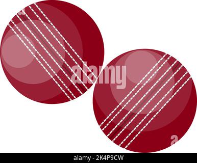 Palline di cricket rosse, illustrazione, vettore su sfondo bianco. Illustrazione Vettoriale