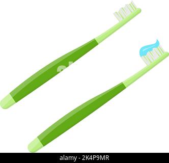 Spazzolini da denti verdi, illustrazione, vettore su sfondo bianco. Illustrazione Vettoriale