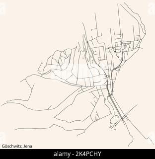 Mappa delle strade del QUARTIERE GÖSCHWITZ, JENA Illustrazione Vettoriale