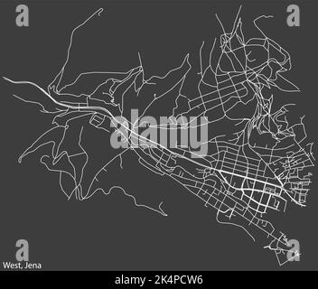 Mappa delle strade del QUARTIERE OVEST, JENA Illustrazione Vettoriale