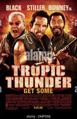 JACK BLACK, Ben Stiller, Robert Downey Jr POSTER, Tropic Thunder, 2008 Foto Stock