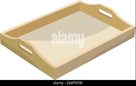 Vassoio in legno, illustrazione, vettore su sfondo bianco. Illustrazione Vettoriale