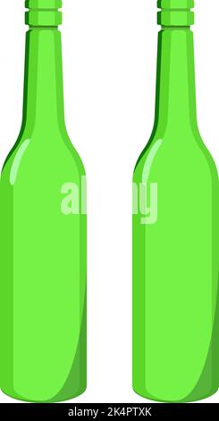 Bottiglie di vetro vuote, illustrazione, vettore su sfondo bianco. Illustrazione Vettoriale