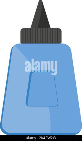 Flacone di colla blu, illustrazione, vettore su sfondo bianco. Illustrazione Vettoriale