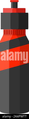 Bottiglia d'acqua nera e rossa, illustrazione, vettore su sfondo bianco. Illustrazione Vettoriale