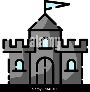 Parco divertimenti castello, illustrazione, vettore su sfondo bianco. Illustrazione Vettoriale