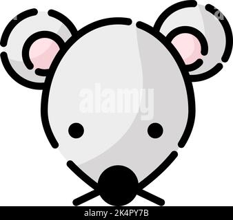 Mouse grigio, illustrazione, vettore su sfondo bianco. Illustrazione Vettoriale