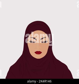 Donna musulmana in hijab. Ritratto di donna in hijab. Illustrazione Vettoriale