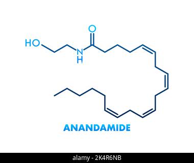 Etichetta icona formula chimica concetto anandamide, font testo illustrazione vettoriale Illustrazione Vettoriale