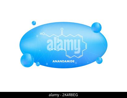 Etichetta icona formula chimica concetto anandamide, font testo illustrazione vettoriale Illustrazione Vettoriale