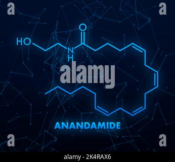 Etichetta icona formula chimica concetto anandamide, font testo illustrazione vettoriale Illustrazione Vettoriale