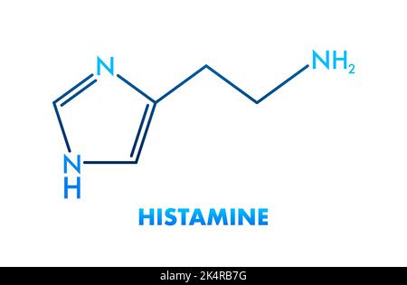 Etichetta icona formula chimica del concetto di istamina, illustrazione vettoriale font di testo Illustrazione Vettoriale