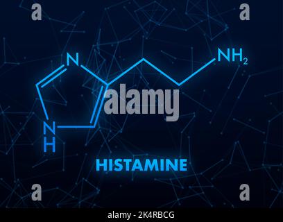 Etichetta icona formula chimica del concetto di istamina, illustrazione vettoriale font di testo Illustrazione Vettoriale