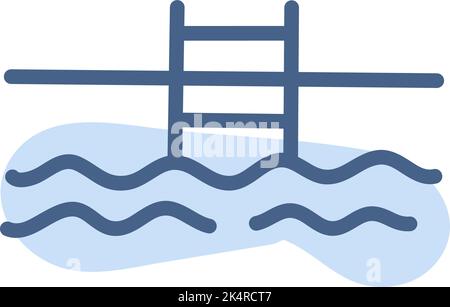 Scala per piscina, illustrazione, vettore su sfondo bianco. Illustrazione Vettoriale