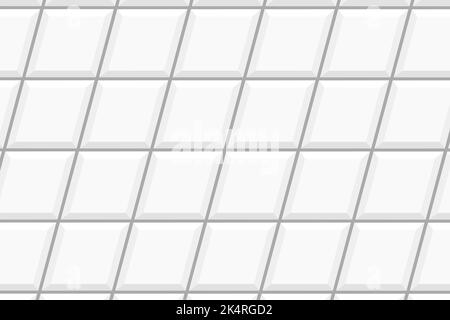 Mattonella bianca inclinata senza cuciture. Interno o esterno a mosaico di diamanti. Sfondo del backsplash della cucina. Bagno o wc, pareti in ceramica o pavimenti decorati. Illustrazione piatta vettoriale Illustrazione Vettoriale