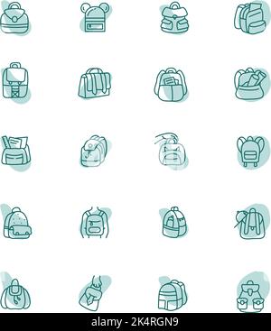 Zaini blu, illustrazione, vettore su sfondo bianco. Illustrazione Vettoriale