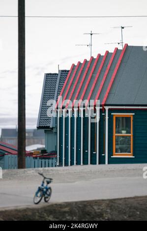 Dettagli della casa dalla città artica Longyearbyen a Svalbard, Norvegia. Foto Stock