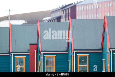 Dettagli della casa dalla città artica Longyearbyen a Svalbard, Norvegia. Foto Stock