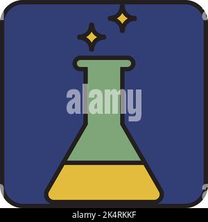 Flacone in vetro per chimica, illustrazione, vettore su sfondo bianco. Illustrazione Vettoriale