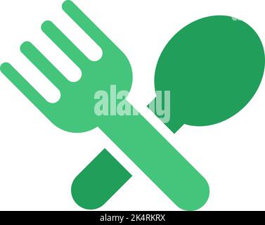 Cucchiaio e forchetta, illustrazione, vettore su sfondo bianco. Illustrazione Vettoriale