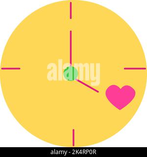 Orologio d'amore, illustrazione, vettore su sfondo bianco. Illustrazione Vettoriale