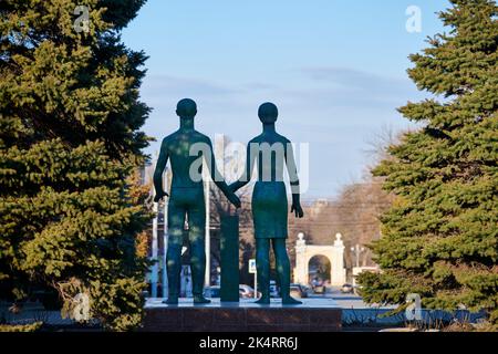 Taganrog, Russia - 02.21.2022 - Monumento a Taganrog ombra anti organizzazione fascista chiamato giuramento dei giovani nella città di Taganrog, Rostov Oblast, Russia. Io Foto Stock